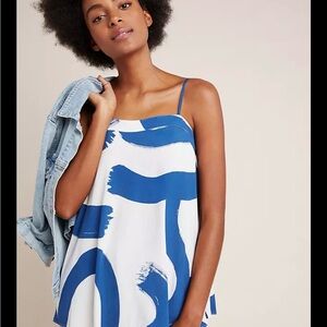 Anthropologie Blue and Cream Top